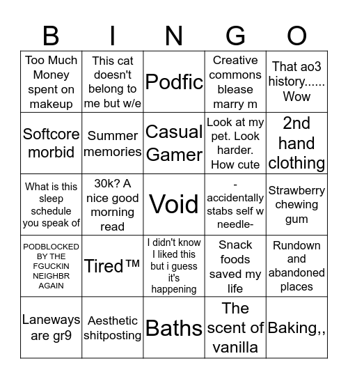 Kess Bingo Card