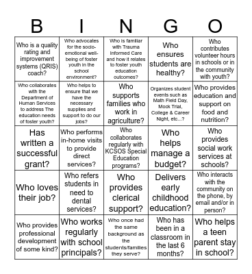 Find someone who... Bingo Card