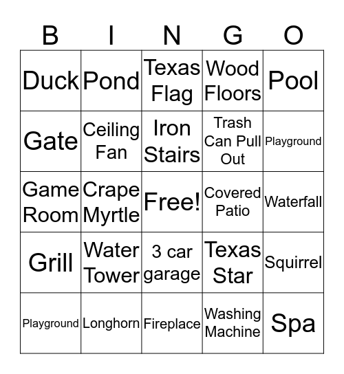 Texas Bingo! Bingo Card