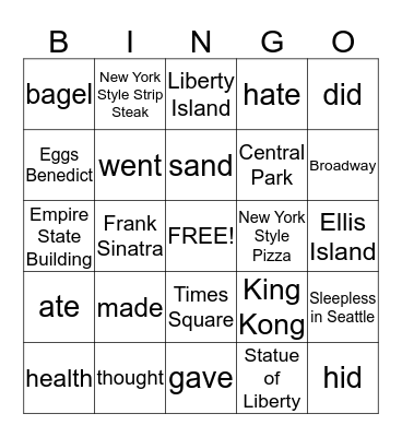 Summer Camp Bingo Card