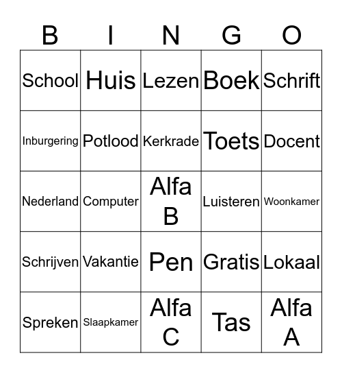 Nederland Bingo Card