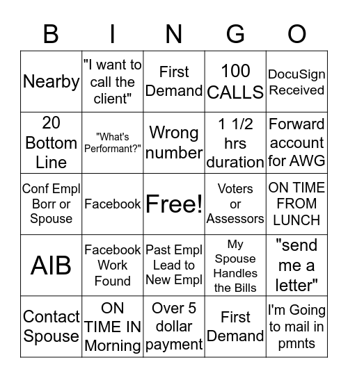 Jorgie Bingo Card