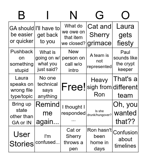 CareSource Conference Call Bingo Card