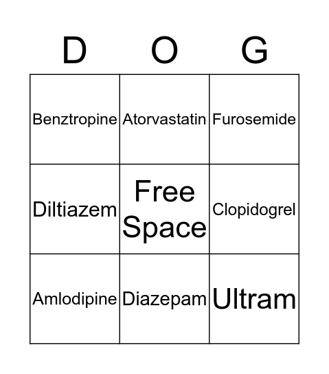 Name That Drug Bingo Card