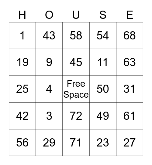 Desiree' Housewarming Bingo Card