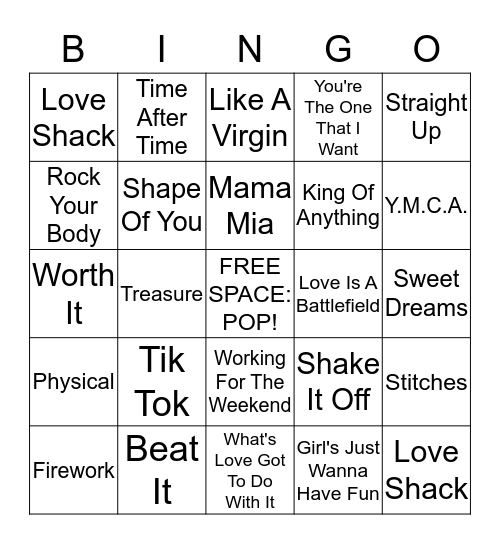 Music Bingo Card