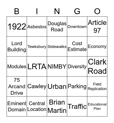 LHS Option Bingo Card