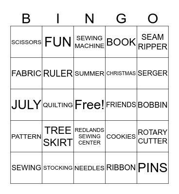 Christmas In July Bingo Card