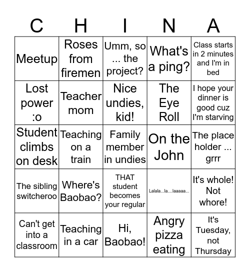 VIPKid Bingo Card