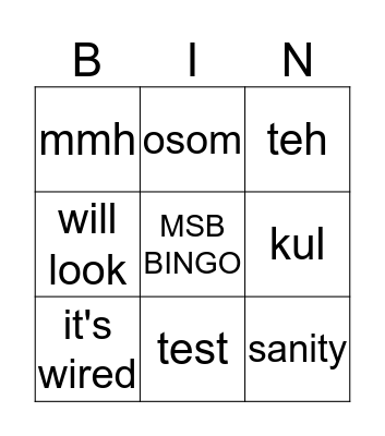 MSB BINGO Card