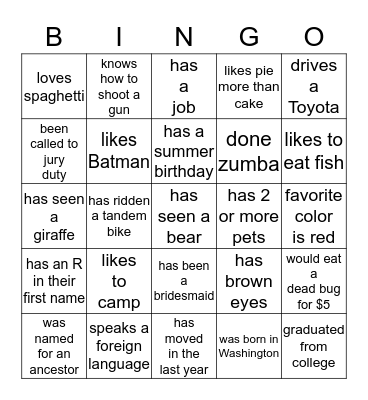 CC/ Reunion Bingo Card