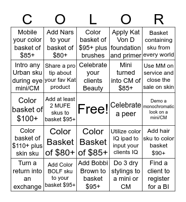 Color Bingo Contest Bingo Card