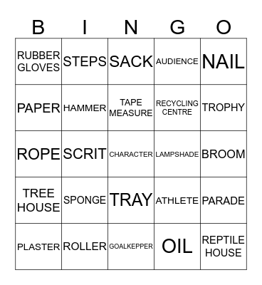 VOCABULARY  Bingo Card