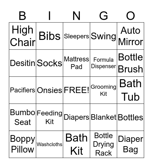 BABY BINGO Card