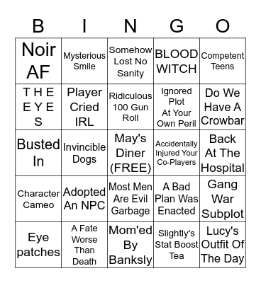 Countershot of Cthulhu Bingo Card