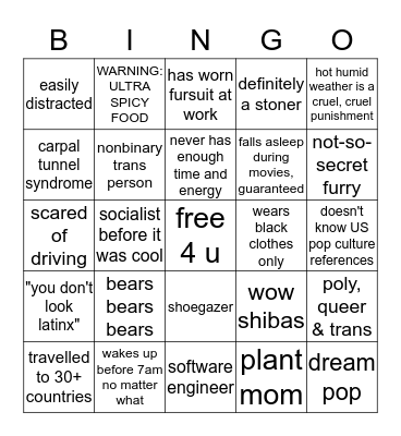 what is bingo idk Bingo Card