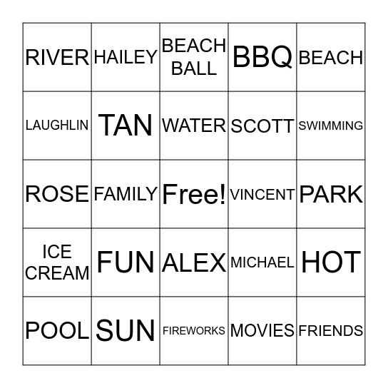 SOMMER BINGO Card