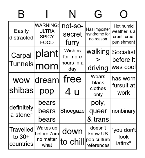 what is bingo idk Bingo Card