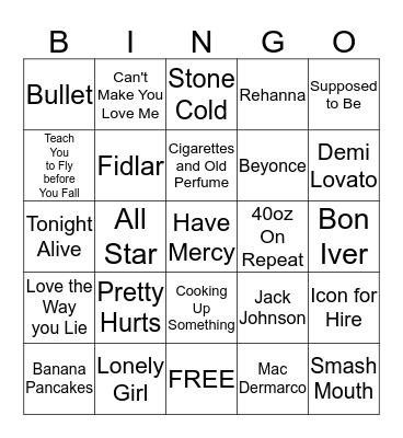 Music Therapy Bingo Card