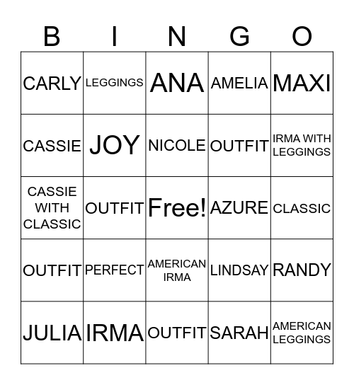 LuLaRoe Bingo Card
