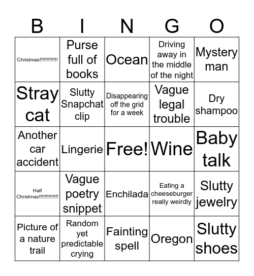 Emily Bingo  Bingo Card