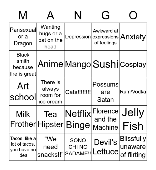 Bingo go go go go !! Bingo Card