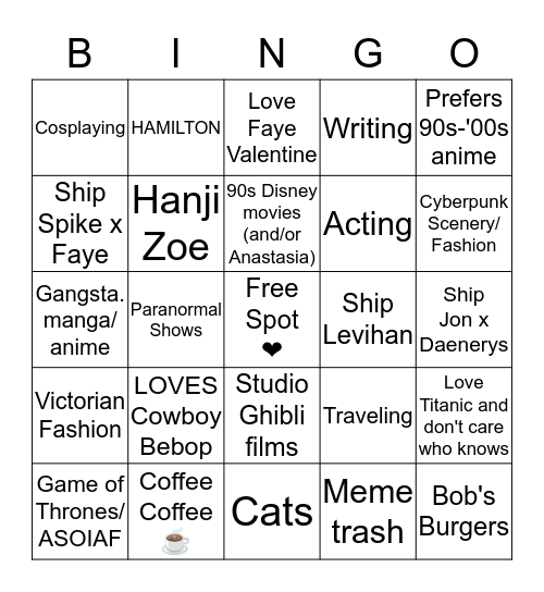 Reina V.'s Bingo  Bingo Card