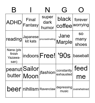 Whatever Bingo Card