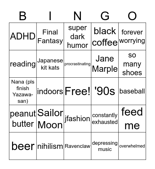 Whatever Bingo Card