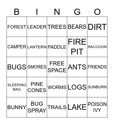 BUNKER HILL "CAMP LEARN A LOT"  BINGO Card