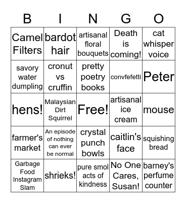 Annaliese Bingo Card