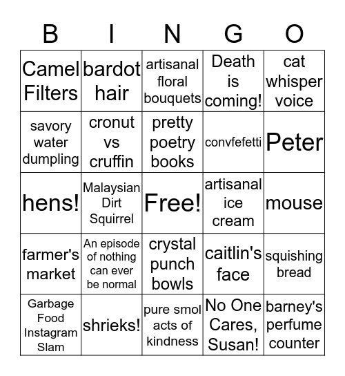 Annaliese Bingo Card