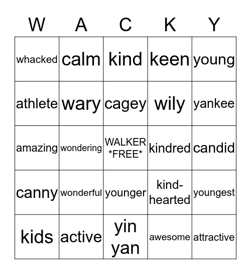 WALKER Bingo Card