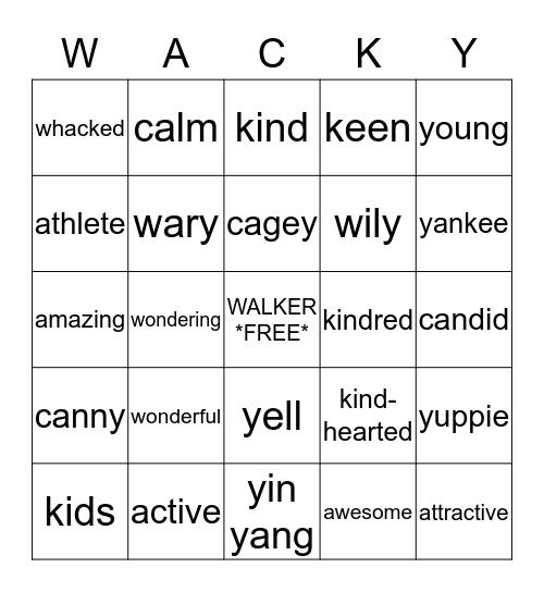 WALKER Bingo Card