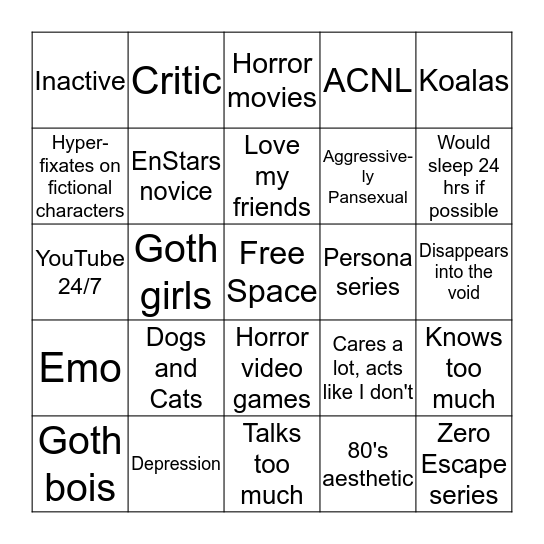 Chase Bingo :3c Bingo Card