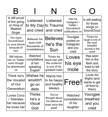 CHOI YOUNGJAE BINGO Card