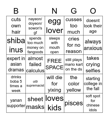 EGGVONNE BINGO Card