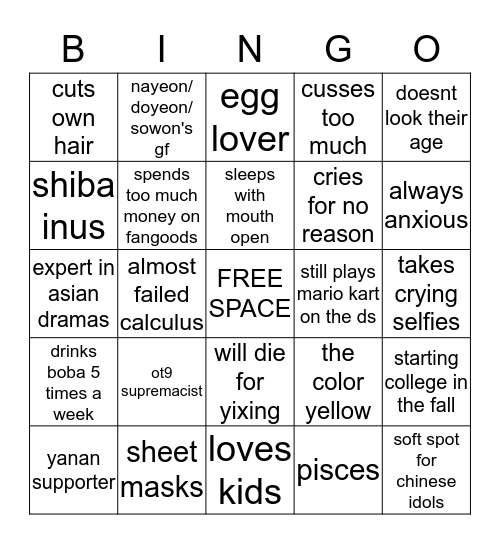 EGGVONNE BINGO Card