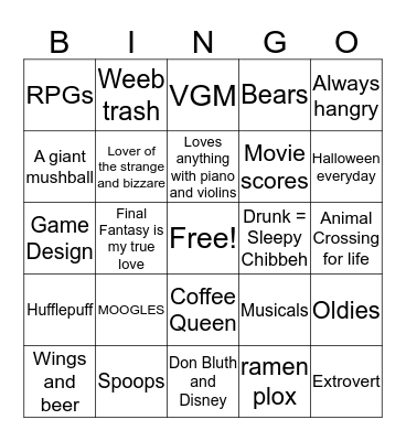 CHEEBS BANGO Bingo Card