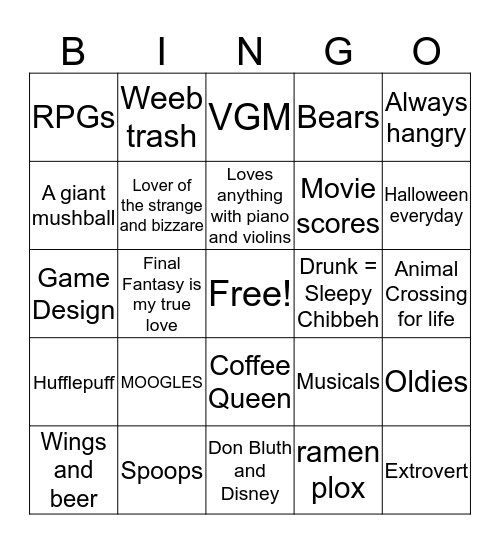 CHEEBS BANGO Bingo Card