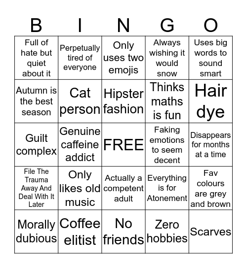 Nebula Bingo Card