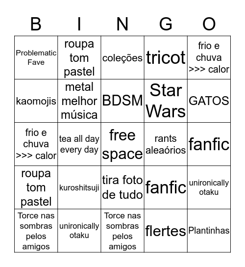 NICO Bingo Card