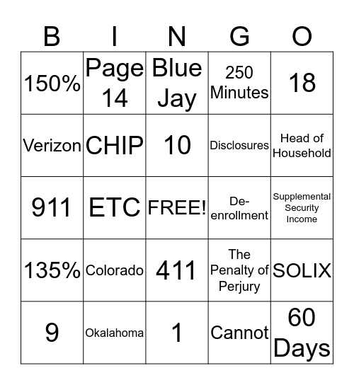 Compliance  Bingo Card