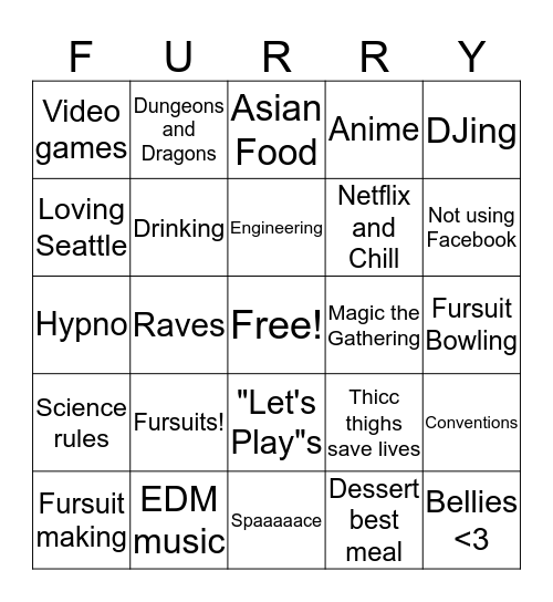 Shallic Bingo Card