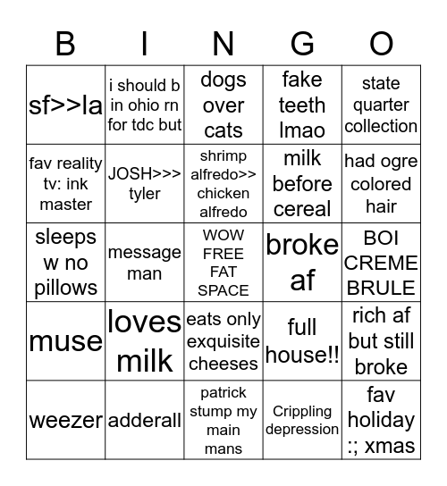 ASHFAT'S FATASS BINGO Card