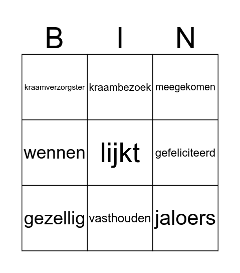 Een kindje! Bingo Card