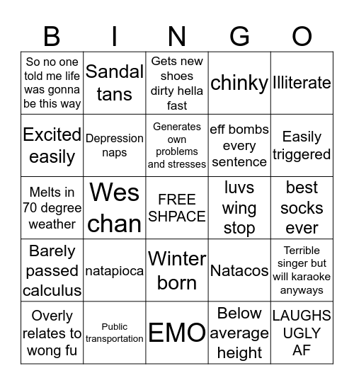 Natuhshuu bingooo Bingo Card