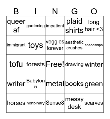 Katya's Bingo Card