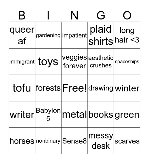 Katya's Bingo Card