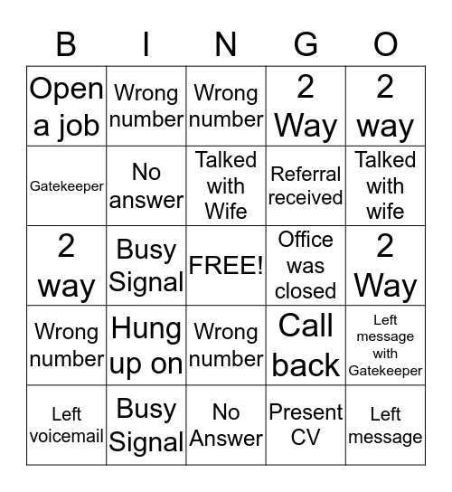 Phone Blitz Bingo Card